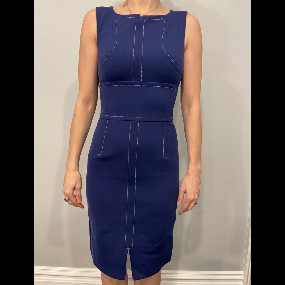 Karen Millen indigo dress with white stitching